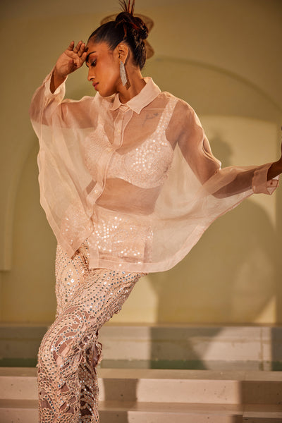 Twenty Nine Organza Shirt indian designer wear online shopping melange singapore