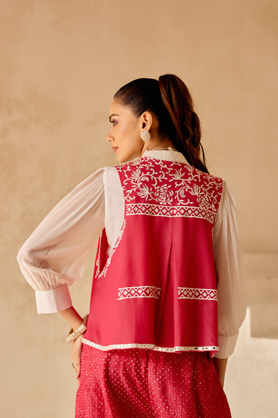 Twenty Nine Parsi Gaara Asym Sleeveless Jacketindian designer wear online shopping melange singapore