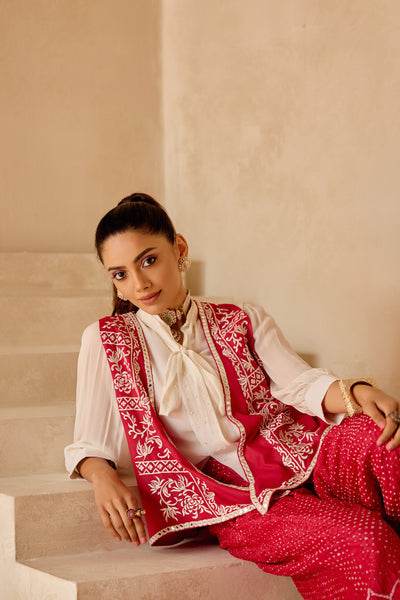Twenty Nine Parsi Gaara Asym Sleeveless Jacketindian designer wear online shopping melange singapore