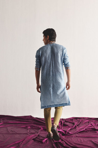 Twenty Nine Powder Blue Bandhani Kurta With Mirrorwork indian designer wear online shopping melange singapore