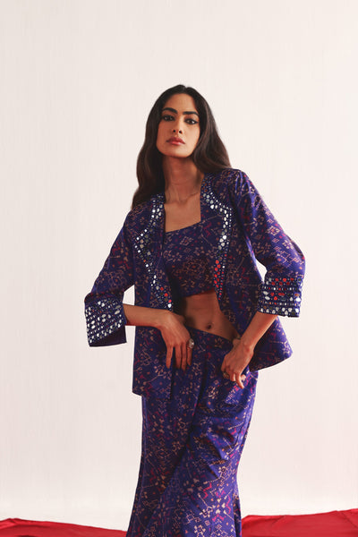 Twenty Nine Purple Patola Blazer Set indian designer wear online shopping melange singapore