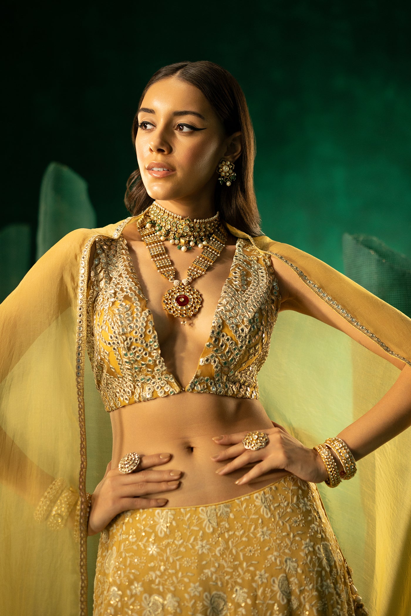 Twenty Nine Yellow Chikankari Lehanga Set indian designer wear online shopping melange singapore