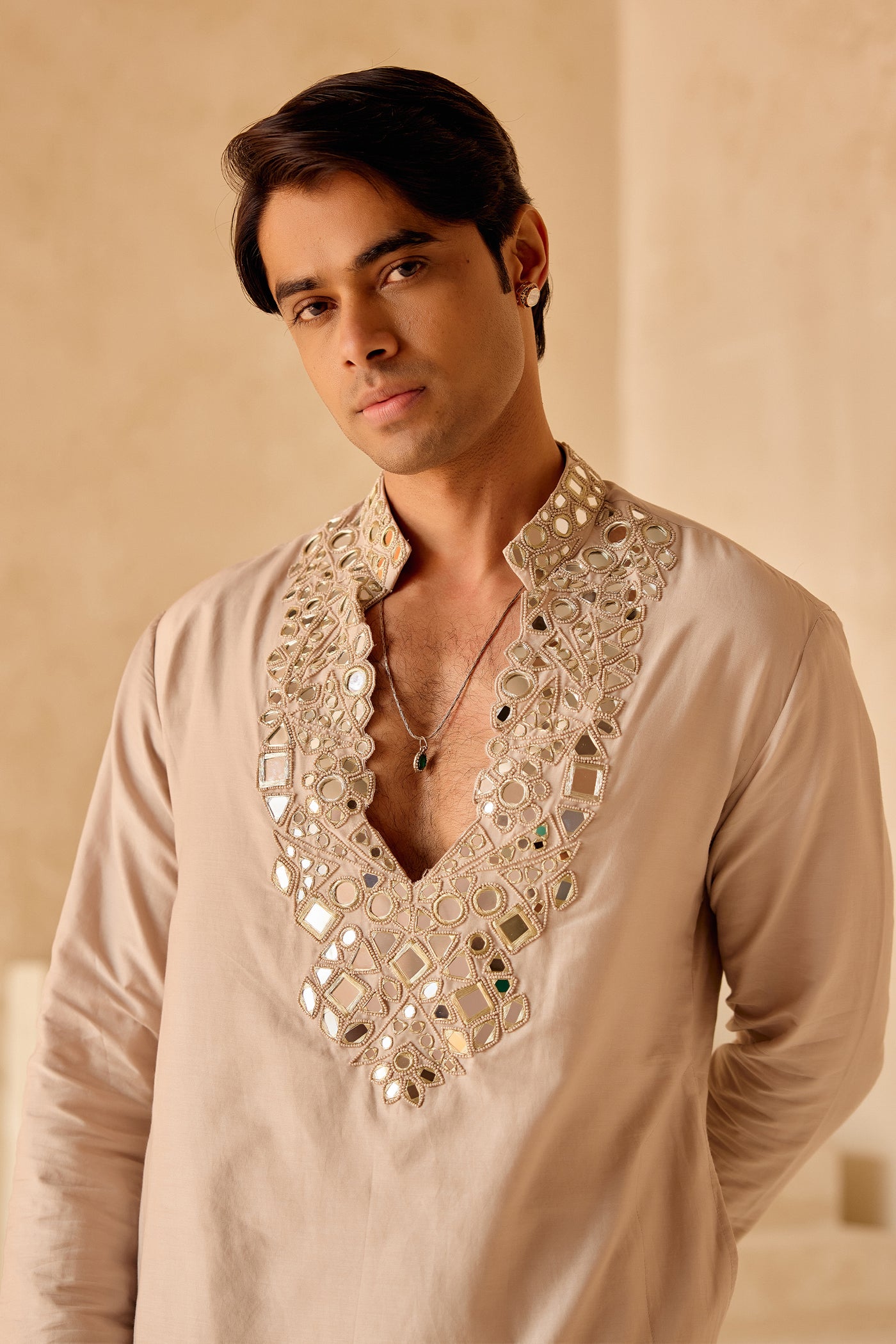 Twenty Nine Zari Mirrorwork Kurta With Straight Pants indian designer wear online shopping melange singapore