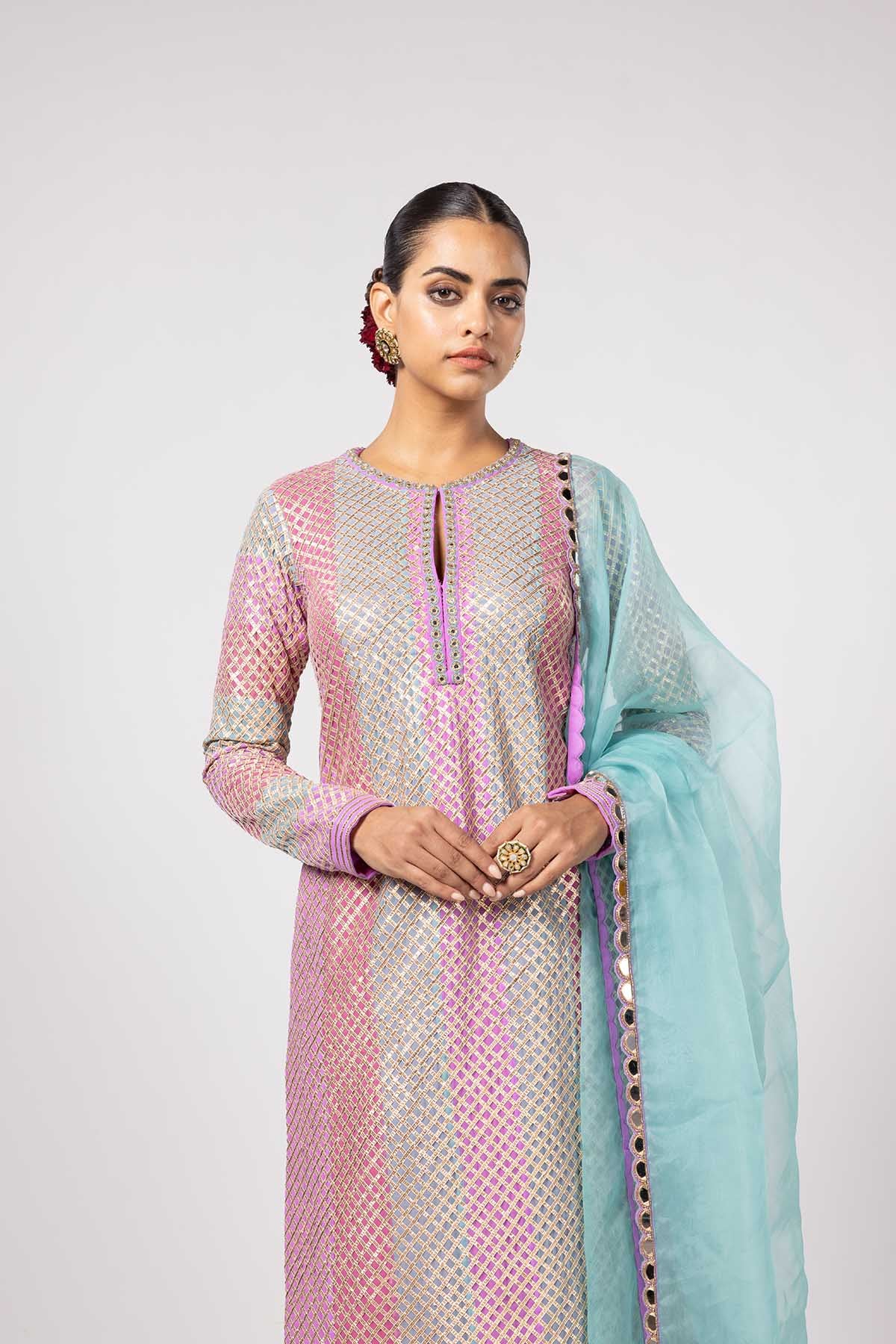 V Vani Vats Aqua Pant Kurta Set indian designer wear online shopping melange singapore 
