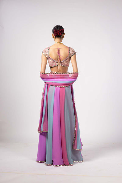 V Vani Vats Aqua Lehenga Pants Set indian designer wear online shopping melange singapore 