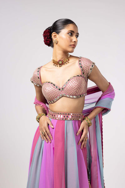 V Vani Vats Aqua Lehenga Pants Set indian designer wear online shopping melange singapore 