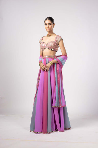V Vani Vats Aqua Lehenga Pants Set indian designer wear online shopping melange singapore 