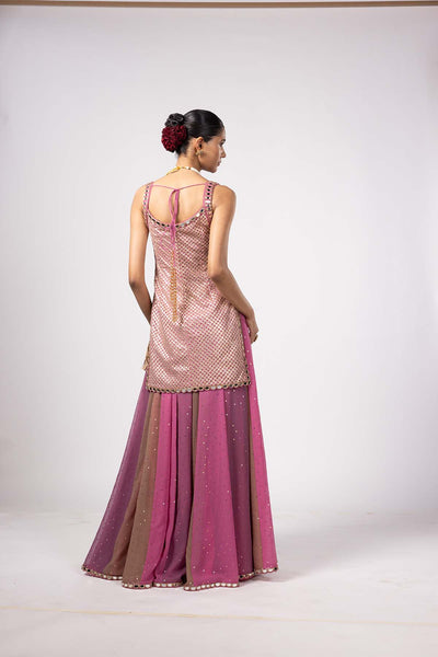 V Vani Vats Dark Blush Kurta Lehenga Pants Set indian designer wear online shopping melange singapore 