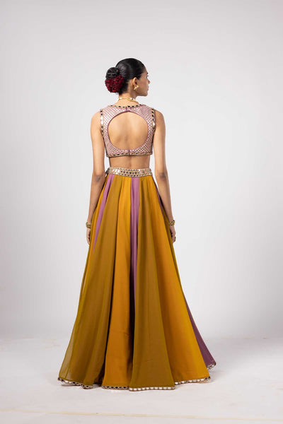 V Vani Vats Green Lehenga Pants Set indian designer wear online shopping melange singapore 
