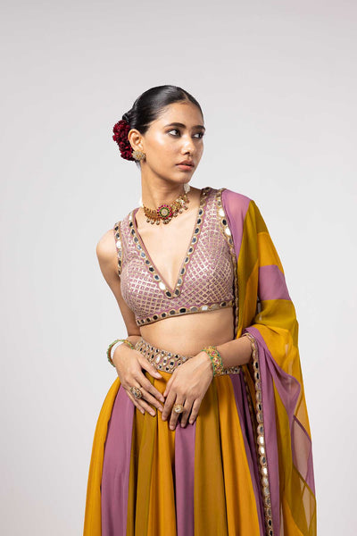 V Vani Vats Green Lehenga Pants Set indian designer wear online shopping melange singapore 
