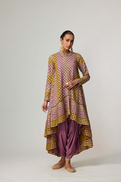 V Vani Vats Green Multicolor Dhoti Kurta Set indian designer wear online shopping melange singapore 