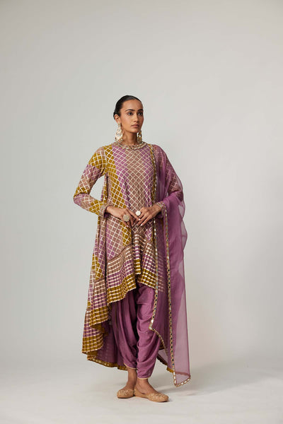 V Vani Vats Green Multicolor Dhoti Kurta With Dupatta Set indian designer wear online shopping melange singapore 