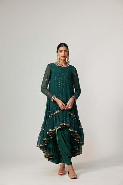 V Vani Vats Jade Green Dhoti Kurta Set indian designer wear online shopping melange singapore 