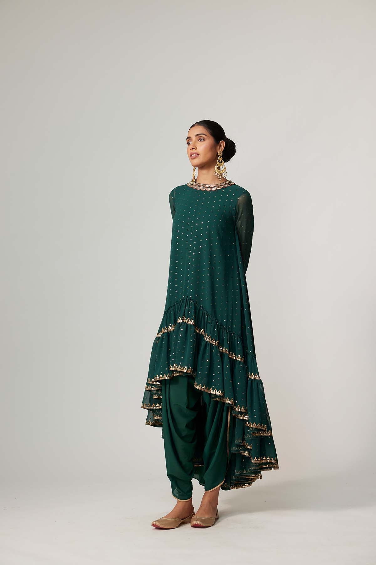 V Vani Vats Jade Green Dhoti Kurta Set indian designer wear online shopping melange singapore 