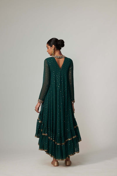 V Vani Vats Jade Green Dhoti Kurta With Dupatta Set indian designer wear online shopping melange singapore 