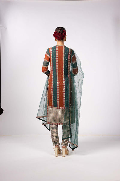 V Vani Vats Jade Green Pant Kurta Set indian designer wear online shopping melange singapore 