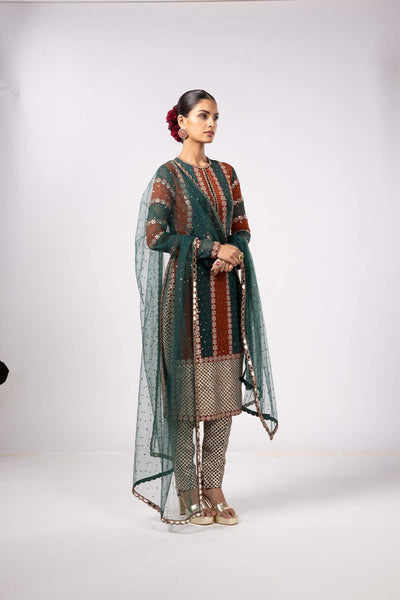 V Vani Vats Jade Green Pant Kurta Set indian designer wear online shopping melange singapore 