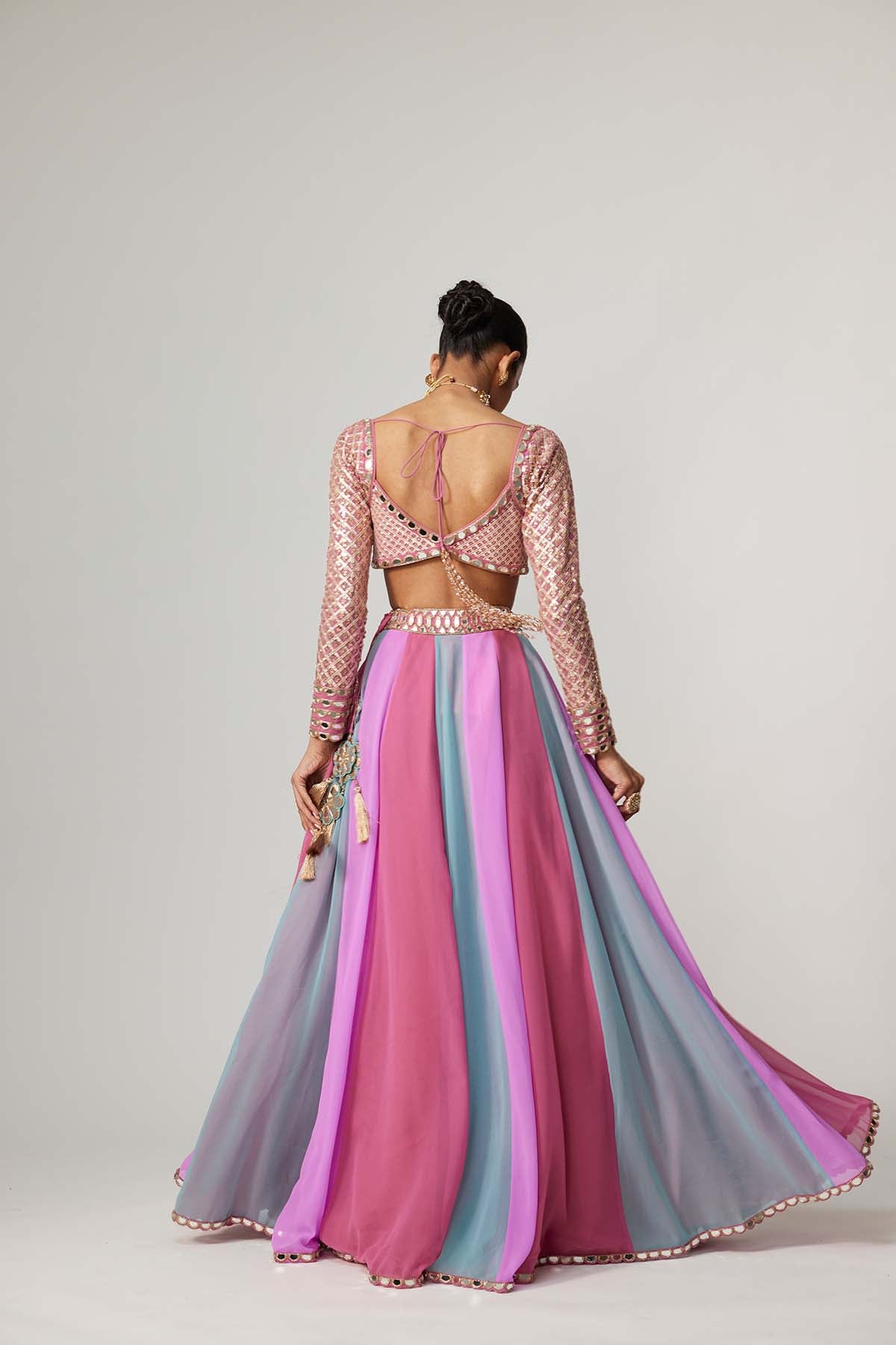 V Vani Vats Mauve Multicolor Lehenga Pants Set indian designer wear online shopping melange singapore 