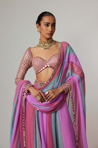 V Vani Vats Mauve Multicolor Lehenga Pants Set indian designer wear online shopping melange singapore 