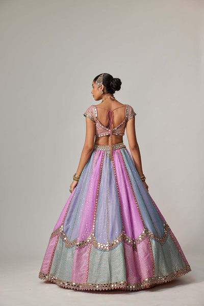 V Vani Vats Mauve Multicolor Sequins Scatter Lehenga With Cap Sleeve Blouse indian designer wear online shopping melange singapore 