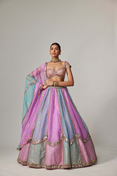 V Vani Vats Mauve Multicolor Sequins Scatter Lehenga With Cap Sleeve Blouse indian designer wear online shopping melange singapore 