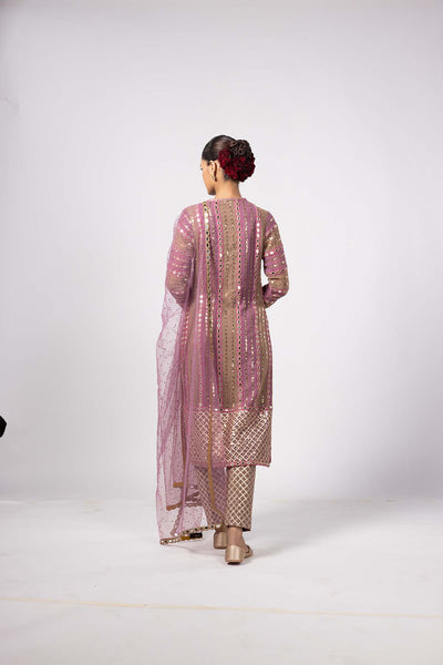V Vani Vats Mud Mauve Mirror Kurta Set indian designer wear online shopping melange singapore 