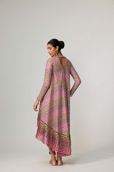 V Vani Vats Mud Mauve Multicolor Dhoti Kurta Set indian designer wear online shopping melange singapore 