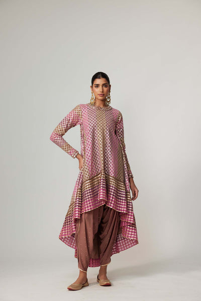 V Vani Vats Mud Mauve Multicolor Dhoti Kurta Set indian designer wear online shopping melange singapore 