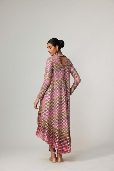 V Vani Vats Mud Mauve Multicolor Dhoti Kurta With Dupatta Set indian designer wear online shopping melange singapore 
