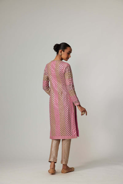 V Vani Vats Mud Mauve Multicolor Kurta Set indian designer wear online shopping melange singapore 
