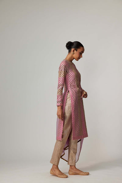 V Vani Vats Mud Mauve Multicolor Kurta With Dupatta Set indian designer wear online shopping melange singapore 