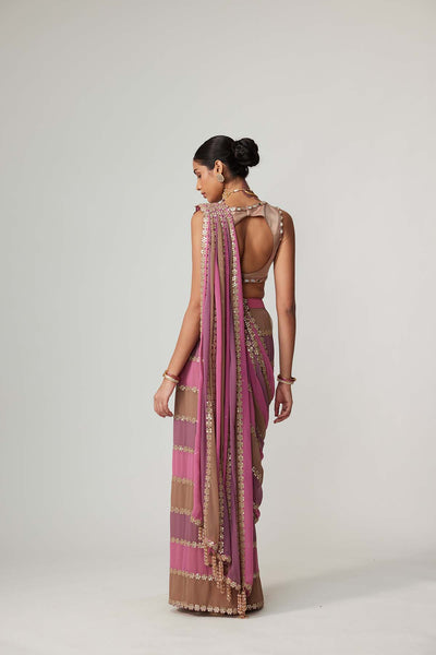 V Vani Vats Mud Mauve Multicolor Saree indian designer wear online shopping melange singapore 
