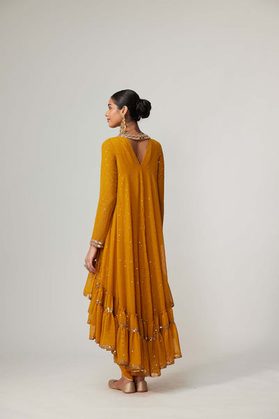 V Vani Vats Mustard Dhoti Kurta With Dupatta Set indian designer wear online shopping melange singapore 