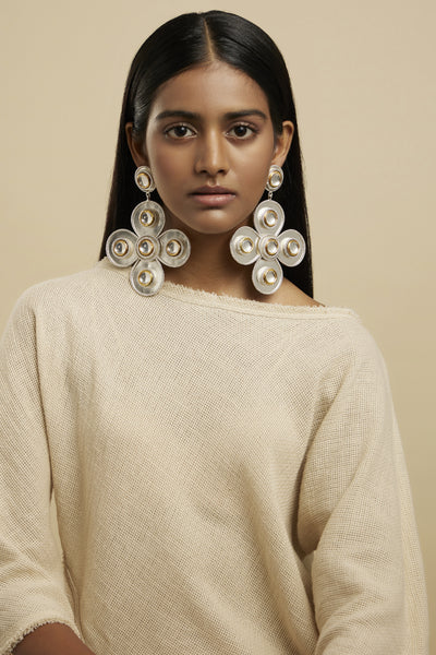 Valliyan Polki Church Flower Earring indian designer wear online shopping melange singapore
