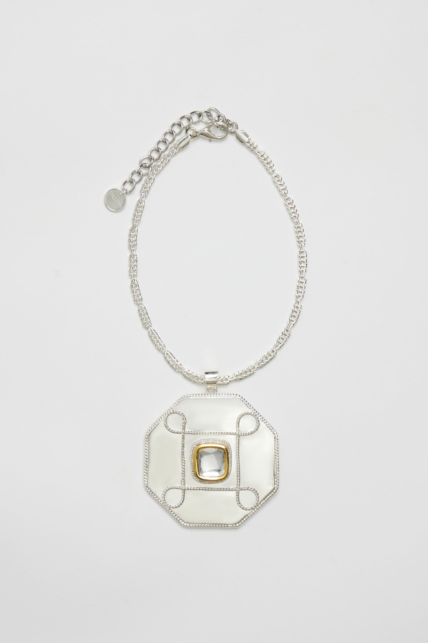Valliyan Polki Hexagon Medallion Necklace fashion jewellery online shopping melange singapore indian designer wear