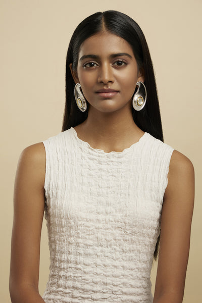 Valliyan Polki Paisley Stud Earring indian designer wear online shopping melange singapore
