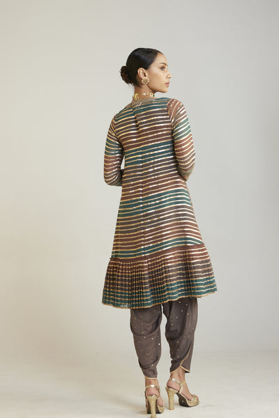Vani Vats Mud Green A Line Dhoti Kurta Set Indian designer wear online shopping melange singapore