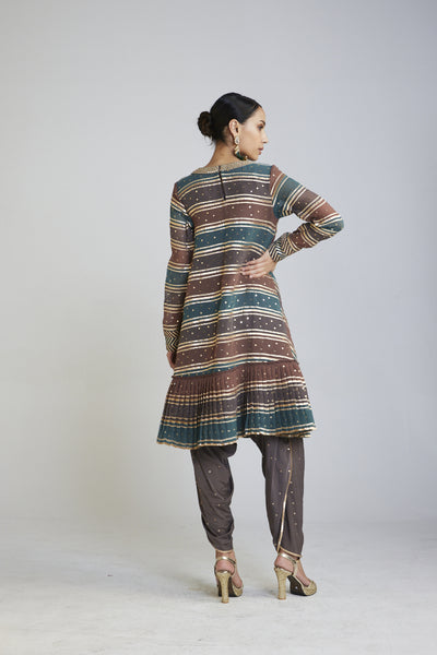 Vani Vats Mud Green Cheeta A Line Dhoti Kurta Set designer wear online shopping melange singapore