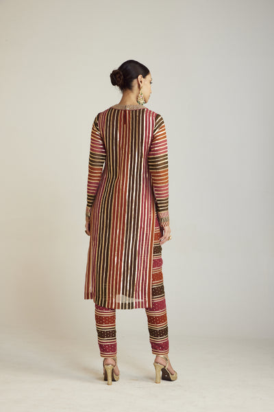 Vani Vats Olive Green Straight Kurta Pant Set Indian designer wear online shopping melange singapore