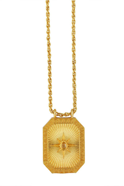 Zariin Aries Zodiac Tablet Reversible Necklace with Clear Quartz indian designer wear online shopping melange singapore 