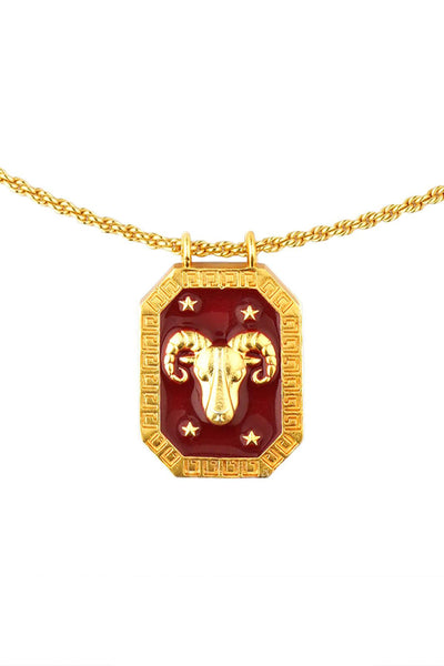 Zariin Aries Zodiac Tablet Reversible Necklace with Clear Quartz indian designer wear online shopping melange singapore 