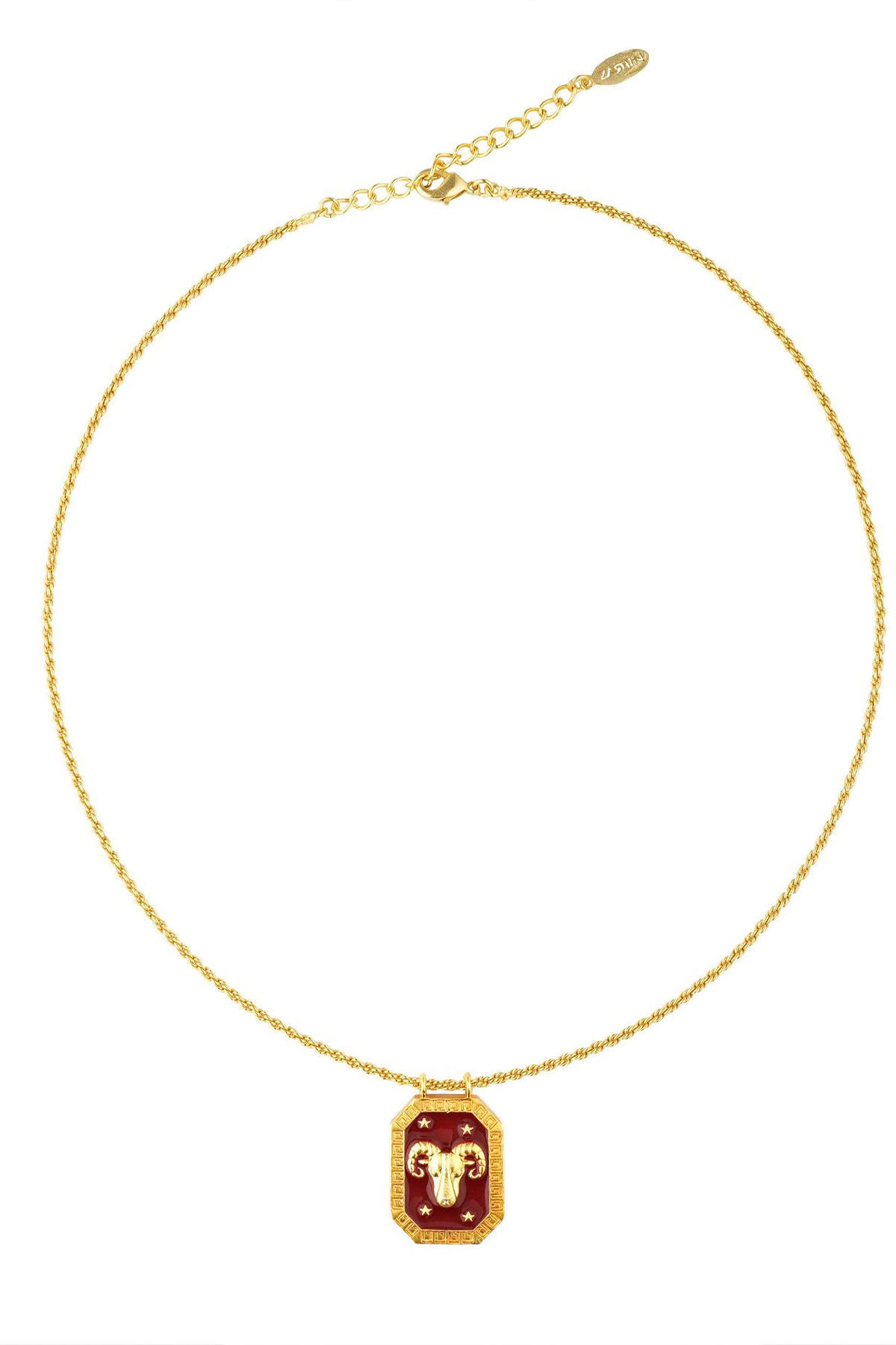 Zariin Aries Zodiac Tablet Reversible Necklace with Clear Quartz indian designer wear online shopping melange singapore 