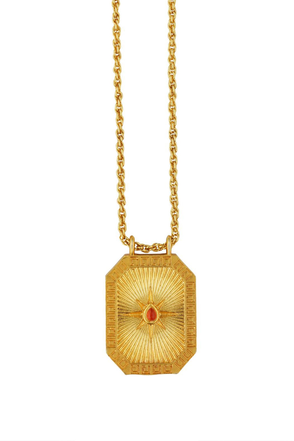 Zariin Cancer Zodiac Tablet Reversible Necklace with Carnelian indian designer wear online shopping melange singapore 