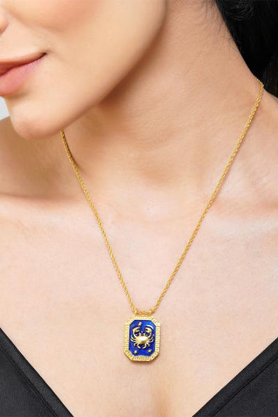 Zariin Cancer Zodiac Tablet Reversible Necklace with Carnelian indian designer wear online shopping melange singapore 