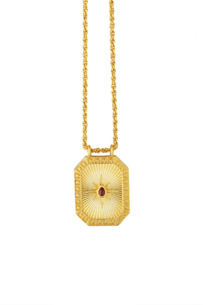 Zariin Capricorn Zodiac Tablet Reversible Necklace with Garnet indian designer wear online shopping melange singapore