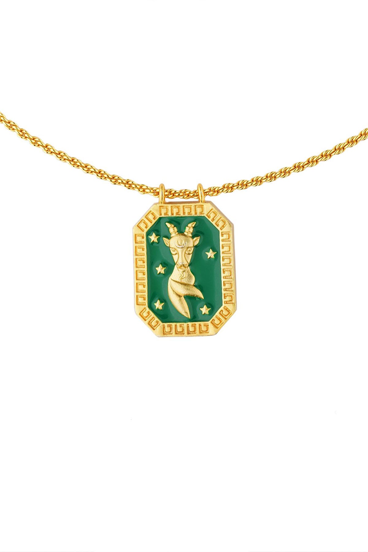 Zariin Capricorn Zodiac Tablet Reversible Necklace with Garnet indian designer wear online shopping melange singapore