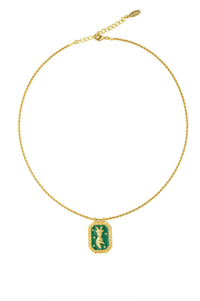 Zariin Capricorn Zodiac Tablet Reversible Necklace with Garnet indian designer wear online shopping melange singapore