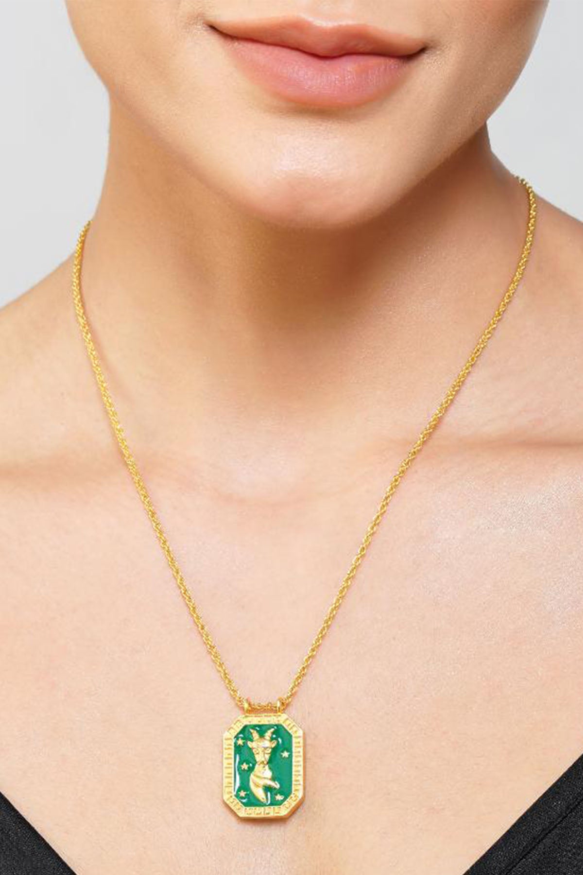 Zariin Capricorn Zodiac Tablet Reversible Necklace with Garnet indian designer wear online shopping melange singapore