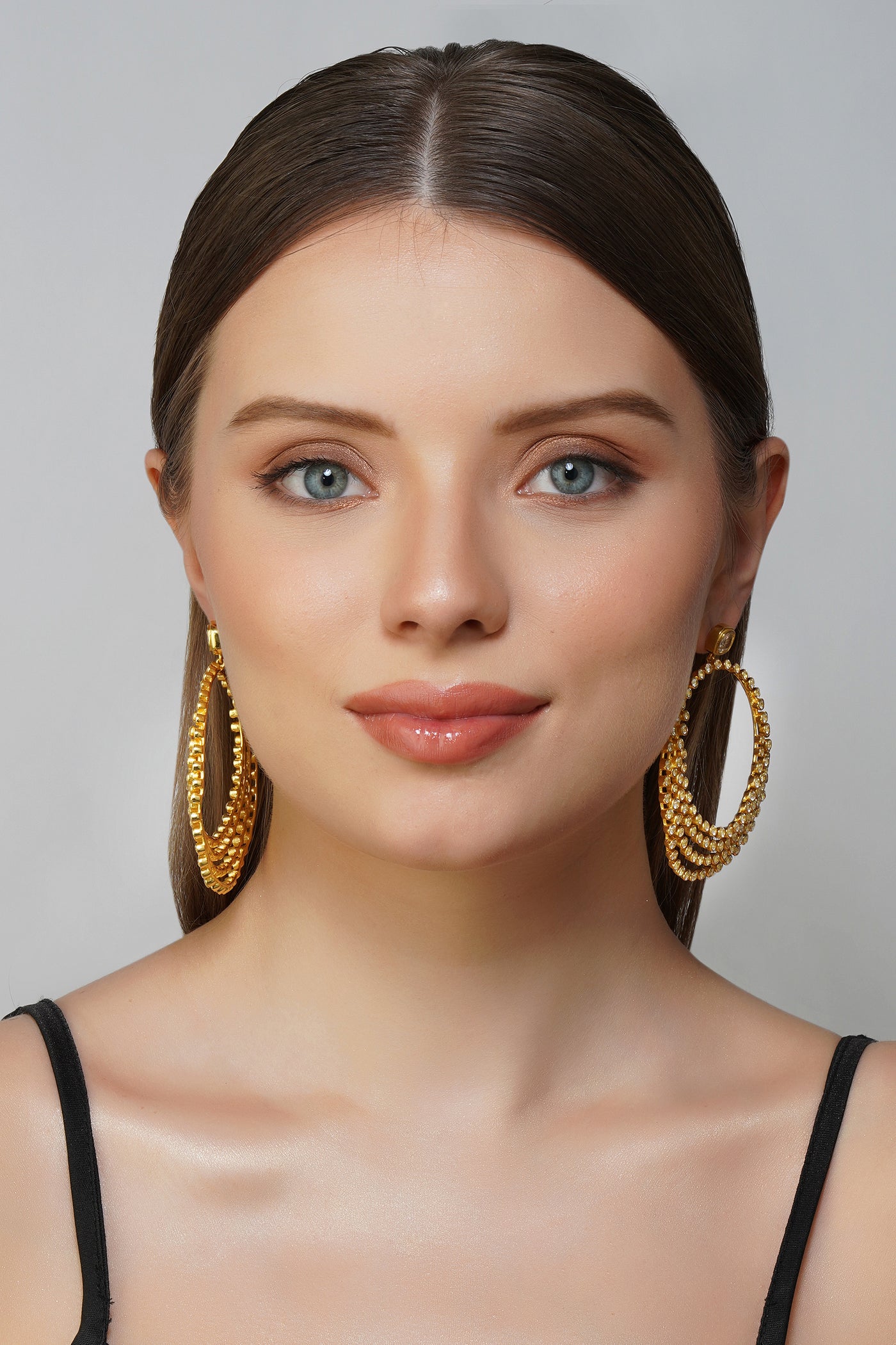 Zariin Catch the Light Crystal Hoop Earrings indian designer wear online shopping melange singapore