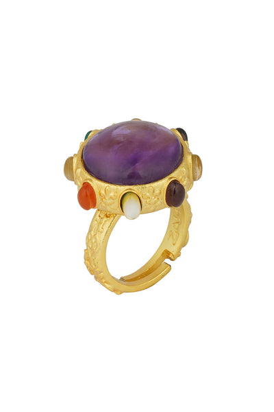 Zariin Colour Code Navratna Ring jewellery indian designer wear online shopping melange singapore